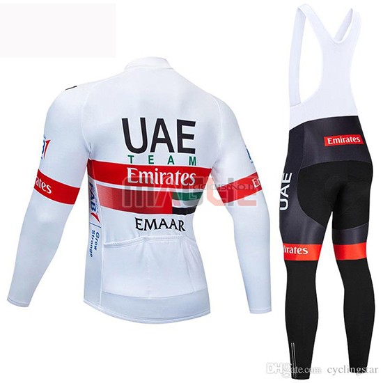Maglia UCI Mondo Campione UAE Manica Lunga 2019 Bianco Rosso